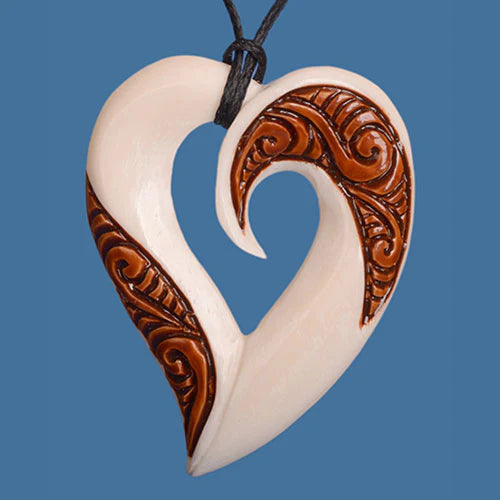Bone Stained Heart Pendant